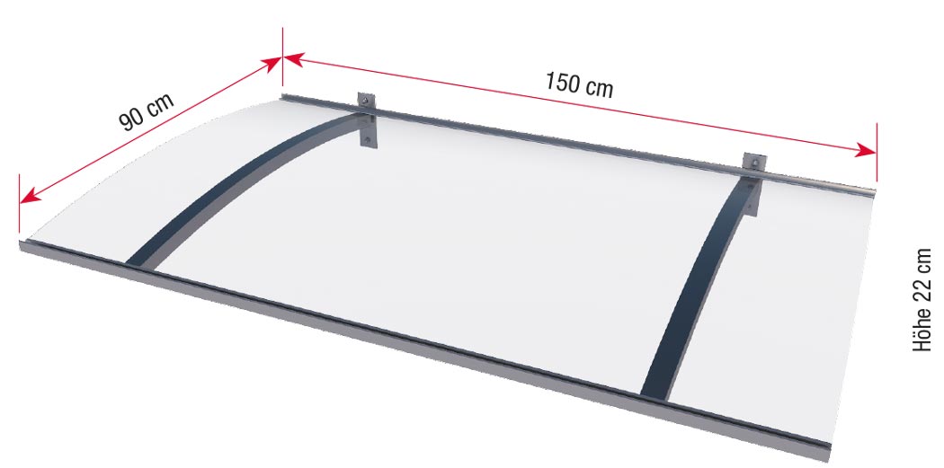 Maße Pultvordach mit LED-Technik